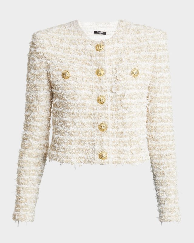 Tweed Knit Cropped Jacket